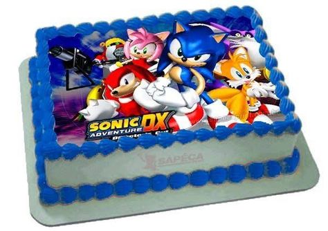 Pastel Sonic, Sonic Birthday Cake, Bolo Sonic, Train Birthday Cake, Sonic Cake, Hedgehog Cake, Sonic Birthday Parties, Sonic Party, Hedgehog Birthday