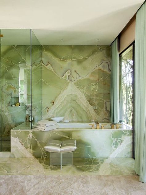 How Green Onyx Marble is best for Your House? Onyx Marble Green Marble Bathroom, Design Interior Baie, Marble Walls, Dream Mansion, Interior Design Per La Casa, Contemporary Bathroom Designs, Shelter Island, Bad Inspiration, Steven Meisel