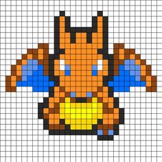 Charizard Perler Bead Pattern | Bead Sprites | Characters Fuse Bead Patterns Pixel Art Easy, Perler Bead Pokemon Patterns, Hama Beads Pokemon, Pokémon Perler, Modele Pixel Art, Pokemon Bead, Pixel Art Pokemon, Easy Perler Bead Patterns, Pokemon Pattern