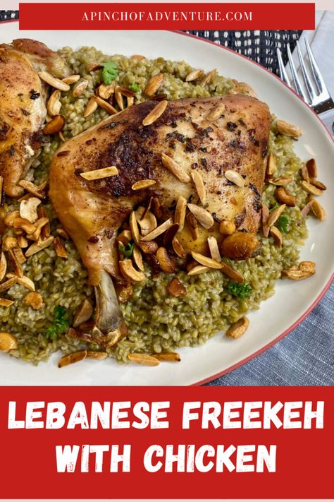 Chicken Freekeh Recipes, Freekah Recipes Chicken, Freekeh Recipes Middle Eastern, Lebanese Freekeh, Freekah Recipes, Whole Grain Recipes, Freekeh Recipes, Recipe Lebanese, Syrian Recipes