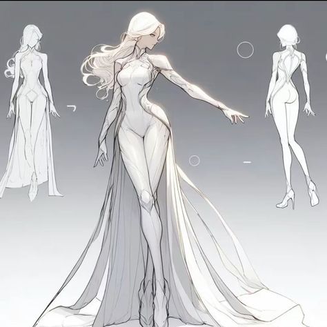 White Hero Outfit, Evil Villain Character Design, Deity Drawing, Changeling Dnd Female, Dragon Vtuber, Dress Design Sketches, 캐릭터 드로잉, Fashion Design Drawings, 판타지 아트