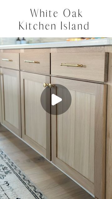 Melissa Wilson  |  Design & DIY on Instagram: "One of my favorite projects of 2022 was transforming our builder grade white island to white oak.  We wrapped three of the sides with white oak, refaced the drawers and doors and added white oak edge banding to cover the facing. Finally, I added some unlacquered brass hardware and couldn’t be any more in love.  And here’s the secret to keeping white oak looking raw (without darkening or yellowing), use a sealer *first*, then a matte topcoat. Exact products I used linked below.   If you’d like to see more behind the scenes, be sure to check out check out my kitchen island highlight.  👉🏼 WAYS TO SHOP: 1. Comment ISLANDSUPPLIES (no spaces). A link will be sent to your dm.  2. Click the link in my bio to shop in the ltk app  https://liketk.it/3Y White Oak Cabinet Stain Colors, White Oak Kitchen Island, Treehouse Kitchen, Cabinet Stain Colors, White Oak Kitchen Cabinets, Unlacquered Brass Hardware, Sherwin Williams White, White Oak Kitchen, Paint Cabinets White