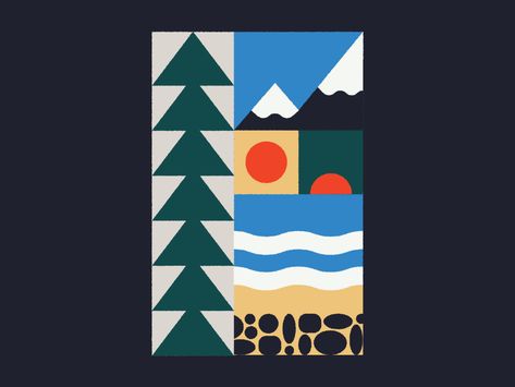 PNW by Mariel Abbene on Dribbble Pnw Illustration, Terrace Party, Beer Graphic Design, Japanese Beer, Pixel Art Landscape, Natural Branding, Learning Design, Landscape Illustration, Badge Design