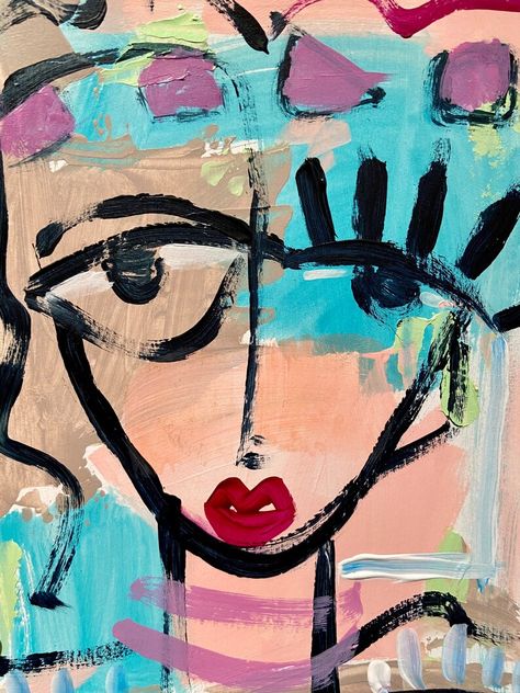 Painting Woman Abstract, Picasso Style Art, Abstract Woman Painting, Womens Faces, Abstract Woman Face, Face Abstract, Ceramic Projects, Art Models, Abstract Portrait Painting