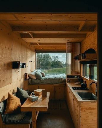 Tinyhouse Tiny Homes, Cabin In The Woods Interior, Tiny House Ideas Interior, Cabins In The Woods Interior, Small Cabin Homes, Tiny Home Cabin, Tiny Cabin Design, Tiny Cabins Interiors, Tiny House Bed