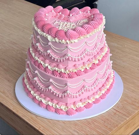 Two Tiered Pink Cake, 2 Teir Cakes Pink, Light Pink Cake Aesthetic, Pretty Pink Cakes Birthdays, Pink Layer Cake, Light Pink Cake, 2 Tier Birthday Cake, Blush Cake, Pink Cakes