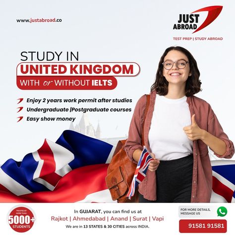 🎓🇬🇧 Ready to embark on your UK study journey? 🌟✈️   Explore your options with Just Abroad – whether you choose to take the IELTS or not, we've got tailored pathways to suit your needs.   Let's make your UK dreams a reality!   #StudyInUK #JustAbroad #UKEducation #IELTSOptional #FutureLeaders #GlobalOpportunities #DreamBig #EducationalPathways #YourPathToSuccess #StudyAbroadGoals 🌏📚 Uk Education, Test Prep, Undergraduate, Study Abroad, You Choose, Make Your, Education, Quick Saves