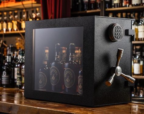 Whisky Vault mini counter safe Modern Home Bar Designs Luxury, Home Whiskey Bar, Whiskey Room Ideas, Home Bar Designs Luxury, Home Bar Lounge, Modern Home Bar Designs, Whiskey Collection, Barn Bar, Whiskey Lounge