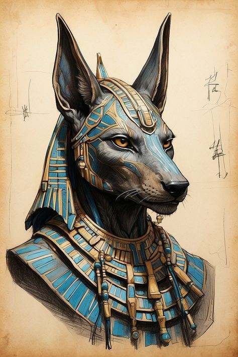 Egyptian Gods Drawings, Egyptian Dog Tattoo, Swag Cartoon Art, Egyptian Gods Art, Anubis Art, African Superhero, Egyptian Goddess Art, Greek Goddess Art, Egyptian Anubis