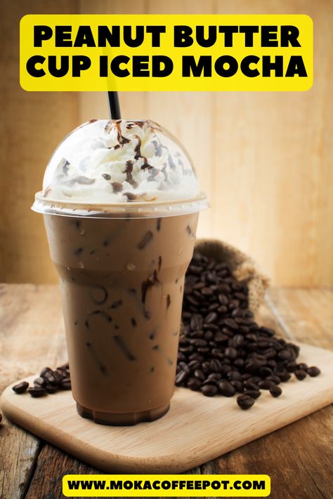 Experience a symphony of flavors with our Peanut Butter Cup Iced Mocha, a nutty-chocolate sensation that'll satisfy your cravings. Dive into the perfect fusion of peanut butter and rich mocha. Peanut Butter Mocha Coffee, Peanut Butter Coffee Drink, Peanut Butter Cold Brew, Peanut Butter Iced Coffee, Mocha Mix Recipe, Cosy Meals, Chai Drinks, Blended Coffee Recipes, Blended Ice Coffee