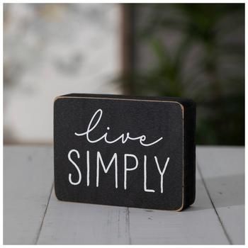 Dimensions: 3.13" H x 4" W x 1" D Material: MDF Shape: Rectangle Color: Black & White Orientation: Horizontal Quantity: 1 Adorn your home with your easy-going personality by displaying this Live Simply Wood Decor. This MDF piece is painted black and has the phrase “Live Simply” written in white text. Place this piece on the coffee table or desk to remind yourself to take it easy!   *No discounts may be applied to “your price” or “reduced” items. Small Sign Ideas, Small Wooden Signs, Smallwoods Signs, Wood Signs Sayings, Diy Dog Toys, Door Signs Diy, Warm Home Decor, Signs Diy, Simple Signs