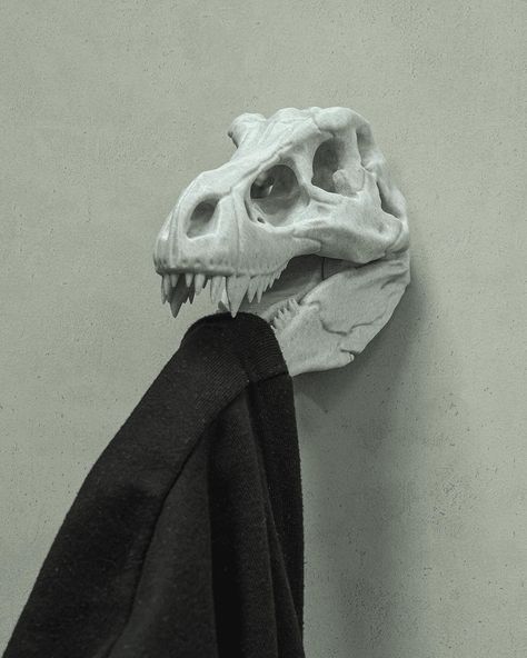 Hold my coaT-Rex is now in the https://brandons3dcreations.etsy.com/listing/1776958584 T Rex Skull, Interaktives Design, Unique Home Accessories, Dinosaur Wall, Towel Hanger, Functional Decor, Tyrannosaurus Rex, Playful Design, Wall Hanger