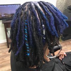 Locs Hair Dye, Dry Locs, Female Locs, Blue Locs, Blue Dreadlocks, Cute Locs, Healthy Locs, Blue Dreads, Locs Color