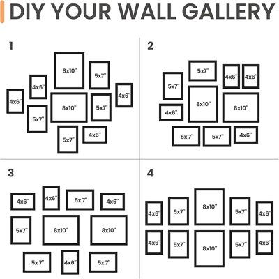 【Durable Material】Our collage frame is made of well made plastic and comes with a glass cover, which is lighter than wood frame but provide a clearer view of photos without dazzle, scratches or fingerprints than plastic. 【Multi Sizes for DIY】10 Pack Picture Frames Set includes 2pcs 8x10 frames, 4pcs 5x7 frames and 4pcs 4x6 frames. You can decide how to arrange these different sizes frames. We also provide several layout in user manual for reference. One set meets your needs of wall gallery art … Frame Collage Wall, Family Photos Wall, Wall Gallery Art, Picture Frames For Wall, Photos Wall Decor, Family Photos Wall Decor, Picture Wall Living Room, Photo Frame Collage, Gallery Wall Frame Set