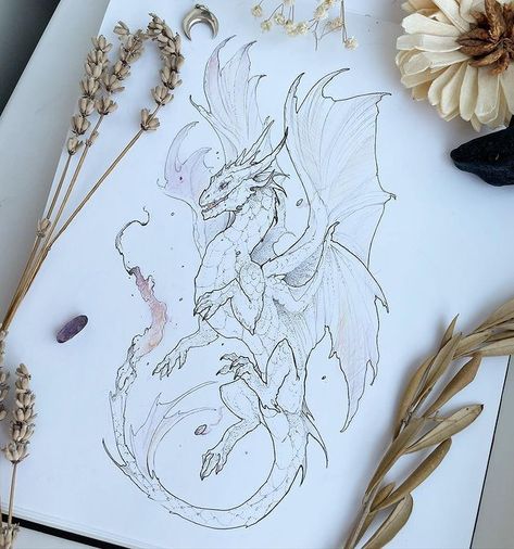 Dragon Tattoo For Women, Fantasy Tattoos, Dragon Sketch, Tattoo Portfolio, Dragon Tattoo Designs, Dragon Artwork, Mythical Creatures Art, Dragon Drawing, Tattoo Design Drawings