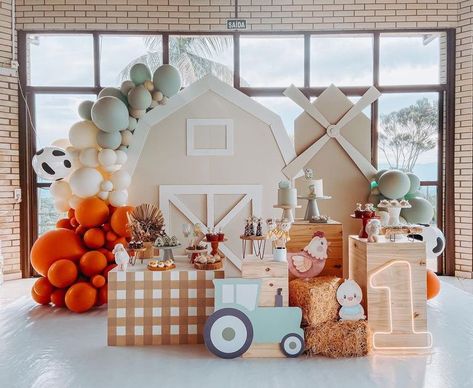 Farm Themed 1st Birthday Party, Farm Themed 1st Birthday, Gender Neutral First Birthday, Barn Birthday Party, Tractor Birthday Party, Farm Themed Party, Barnyard Birthday Party, Themed 1st Birthday, Farm Theme Birthday