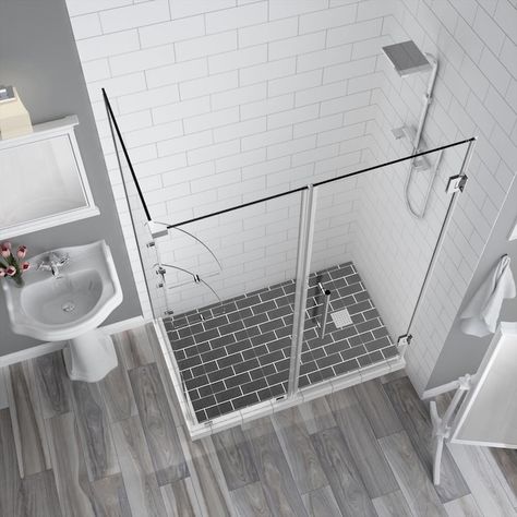 Bathtub Enclosures, Frameless Shower Enclosures, Shower Base, Corner Design, Frameless Shower, Corner Shower, Bathroom Doors, Shelf Storage, Basement Remodel