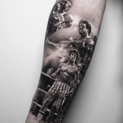 #RockyBalboaTattoo Rocky Tattoo, Tattoo Movie, Bro Tattoos, Boxing Tattoos, Cool Back Tattoos, Movie Tattoo, Movie Tattoos, C Tattoo, Red Tattoos