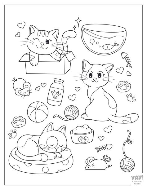 Cat Coloring Pages (Free Printables) Pet Coloring Pages, Cat Coloring Pages Free Printable, Merry Christmas Coloring Pages, Pikachu Coloring Page, Cat Coloring Pages, New Year Coloring Pages, Cat Template, Coloring Videos, Family Coloring Pages