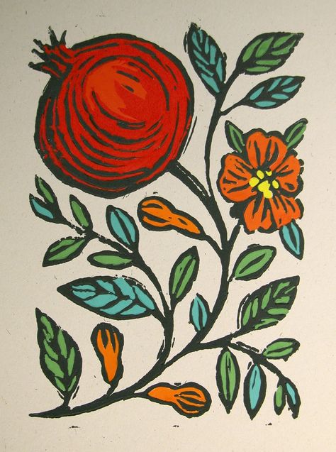 Pomegranate Art, Jewish Art, 자수 디자인, Art Et Illustration, Arte Floral, Art Hand, Henri Matisse, Linocut Prints, Art Block