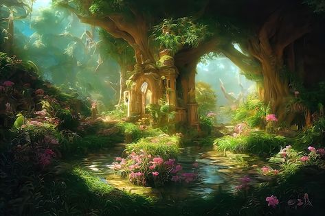 Illustration of enchanted garden with fl... | Premium Photo #Freepik #photo #nature-art #nature-illustration #landscape-illustration #fantasy-art Fantasy Garden Illustration, Garden With Flowers, Fantasy Garden, Flowers Abstract, Garden Illustration, Enchanted Garden, Garden City, Photo Illustration, Premium Photo