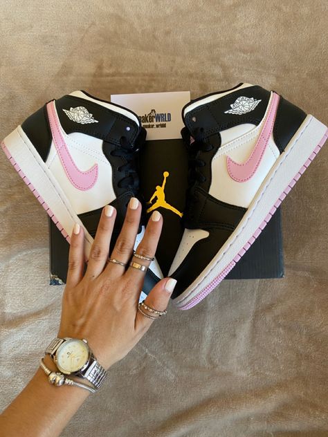 Air jordan 1 mid arctic pink white and jewerly Air Jordans 1 Mid Women, Air Jordan 1 Mid Shoes, Women Air Jordan 1 Mid, Jordan 1 Women Pink, Jordans For Women Pink, Arctic Pink Jordans, Nike Jordan Air 1 Pink, Nike Air Jordan 1 Mid Outfit Women, Jordan 1 Mids Outfit Women