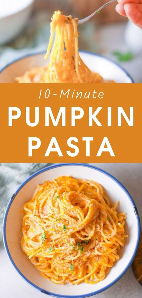 Vegan Pasta Dishes, Easy Pumpkin Pasta, Vegan Pumpkin Pasta, Vegan Fall Recipes, Pasta Pumpkin, Pumpkin Pasta Recipe, Pumpkin Recipes Dinner, Canned Pumpkin Recipes, Gluten Free Pumpkin Recipes