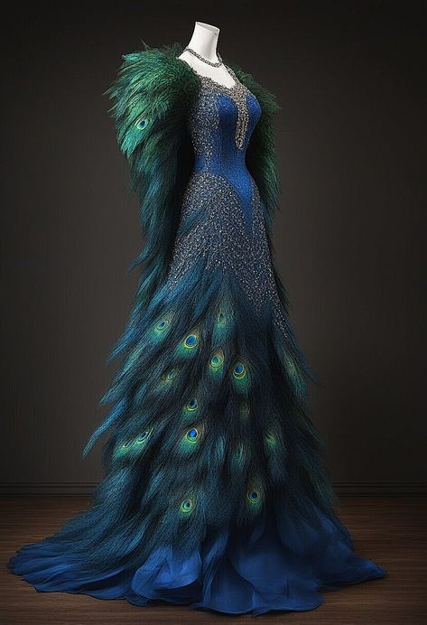 Peacock Ball Gown, Peacock Inspired Outfit, Peacock Wedding Dress, Peacock Gown, Peacock Dresses, Peacock Wedding Dresses, Peacock Leaf, Ceil Phantomhive, Fancy Woman