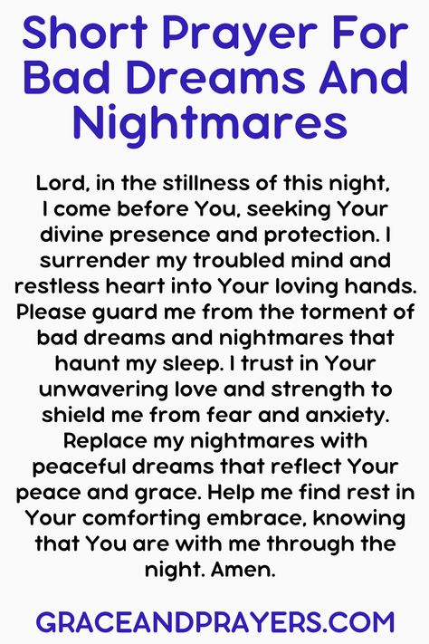 Seeking prayers for bad dreams and nightmares? We hope you can use these 6 prayers to calm yourself and make the bad dreams go away! Click to read all prayers for bad dreams and nightmares. Prayers To Cancel Bad Dreams, Prayers For Dreams To Come True, Prayer To Cancel Bad Dreams, Prayer For Nightmares, Prayers For Nightmares, Prayer For Bad Dreams, Prayers Against Bad Dreams, Prayer Against Bad Dreams, Bad Dreams Quotes