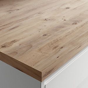 Wickes Wood Effect Laminate Worktop - Jackson Grain 600mm x 38mm x 3m Wood Worktop Kitchen, Wooden Kitchen Bench, Wickes Kitchens, Countertop Inspiration, Laminate Kitchen Cabinets, Light Wood Kitchens, Kitchen Countertops Laminate, Wooden Worktops, Wood Worktop