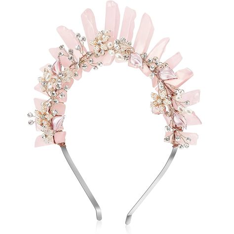 Adding to Your Charm: the quartz crystal tiara involves crystal ornament, with a combination of rose flowers, delicate and appealing, not easy to fall out, making your hairstyles look more attractive as well as adding to your beauty Fairy Costume Hair, Witch Headpiece, Quartz Tiara, Mermaid Tiara, Mermaid Headpiece, Quartz Crown, Crystal Mermaid, Mermaid Headband, Goddess Crown