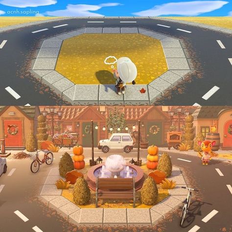 Animal Crossing Town Aesthetic, Acnh Entrance Designs City, Animal Crossing Residential Area, Normcore Acnh, Acnh Residential Area, Towncore Acnh, Acnh Fairytale, Acnh Towncore, Cony Island