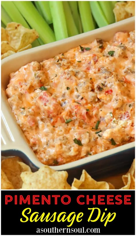 Cheese Sausage Dip, Creamy Pimento Cheese, Types Of Dips, Finger Sandwich, Sausage Cream Cheese, Sausage Dip, A Southern Soul, Pimento Cheese Recipes, Delicious Dips