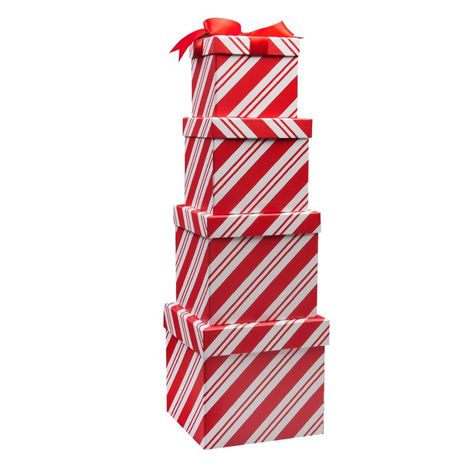 Candy Cane Nesting 4 Gift Box Set Christmas Present Decoration, Nesting Gift Boxes, Cane Decorations, Candy Cane Gifts, Christmas Gift Boxes, Large Gift Boxes, Classic Candy, Holiday Gift Bag, Holiday Box