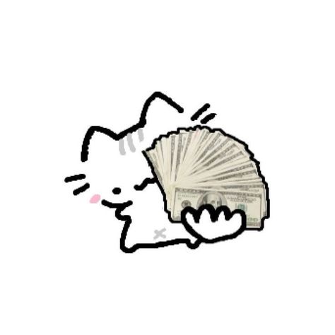 Money Talks Cat, Money Aesthetic Drawing, Rich Pfp, Cat With Money, Doodle Emoji, Pfp Cat Drawing, Silly Reaction Images, Pfp Instagram Funny, Rich Cat