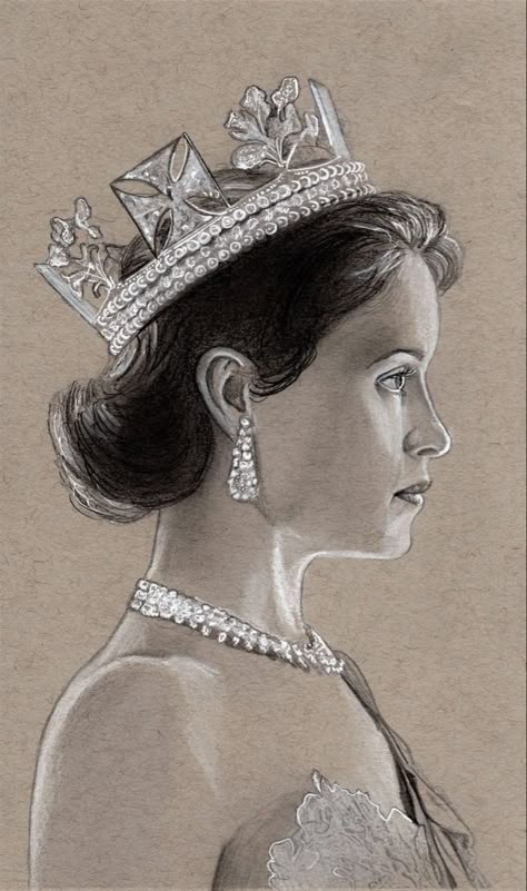 Queen Elizabeth The Crown, Queen Elizabeth Crown, Queen Tattoos, Dessin Game Of Thrones, Queen Drawing, Crown Drawing, Claire Foy, Crown Aesthetic, Queen Tattoo