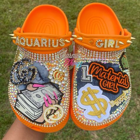 Custom Painted Crocs, Junk Crocs, Custom Brown Crocs, Crocs Customize Paint, Custom Crocs, Custom Crocs Diy Rhinestone, Customized Crocs Shoes, Orange Crocs, Cool Crocs