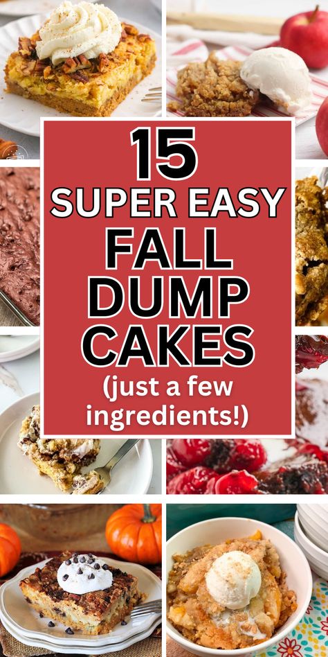 easy fall potluck desserts Autumn Dessert Ideas, Fall Dump Cake, Fall Desserts To Make, Fall Themed Desserts, Pumpkin Drink Recipes, Fun Fall Desserts, Apple Dessert Recipes Easy, Easy Halloween Party Food, Autumn Dessert