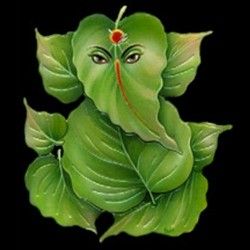 Green leaf vinayagar god Ganesha Leaf Art, Leaf Ganesha Drawing, Vinayagar Painting, Leaf Ganesha, Hand Props, Coffee Art Drawing, Pictures Of Leaves, Ganpati Picture, Leaf Art Diy