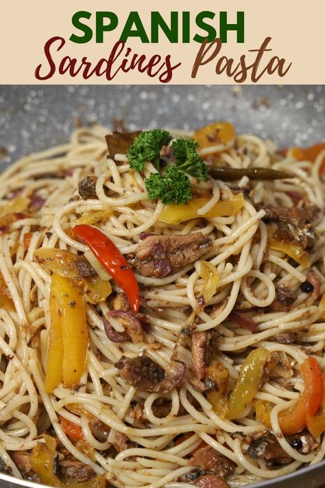 Spaghetti With Sardines, Spanish Sardines Pasta Recipe, Sardines Pasta Recipes, Spanish Sardines Pasta, Pasta Sardines Recipe, Sardine Quiche, Spanish Sardines Recipe, Pasta Sardines, Sardines Pasta