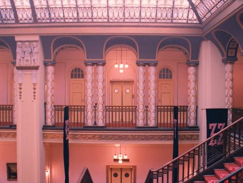 Grand Budapest hotel - Corridors Wes Anderson Aesthetic, Lobby Boy, The Grand Budapest Hotel, Hotel Corridor, Wes Anderson Films, Adrien Brody, Grand Budapest, Grand Budapest Hotel, Budapest Hotel