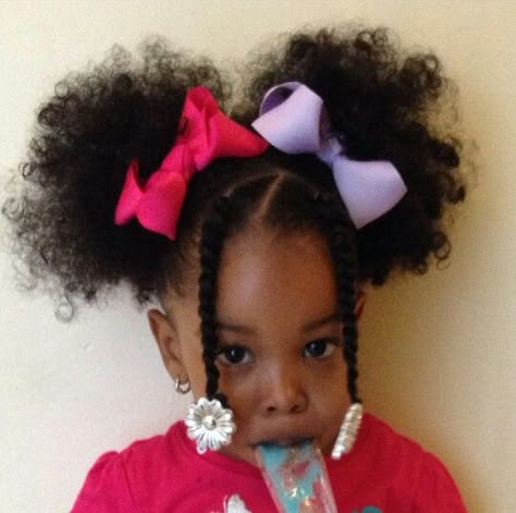 Afro Puffs Natural Hair Styles For Kids, Tail Hairstyles, Puff Hairstyles, Kids Natural Hair, Hair Styles For Kids, Daughter Hairstyles, Hairstyles Diy, Girl Pony, Styles For Kids