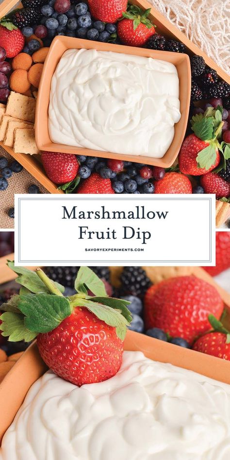 This Marshmallow Fruit Dip is a creamy, sweet dip made with only four ingredients for an easy addition to your favorite fruit! Beautiful Fruit Platter, Marshmallow Dip For Fruit, Marshmallow Fruit Dip, Sweet Dip, Cream Cheese Fruit Dip, Fruit Dips Recipes, Julie Blanner, Sweet Dips, Fruit Dip