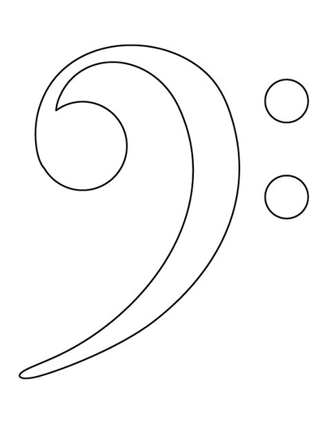 Bass clef pattern. Use the printable outline for crafts, creating stencils, scrapbooking, and more. Free PDF template to download and print at http://patternuniverse.com/download/bass-clef-pattern/ Bass Clef Art, Base Clef, Small Music Tattoos, Printable Outline, Coloring Crafts, Music Notes Tattoo, Music Notes Art, Bass Clef, Note Tattoo