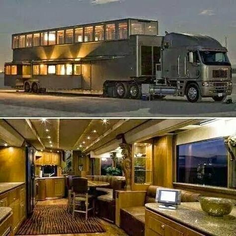 Converted Semi-Trailer Tiny House | I Just Love Tiny Houses! Luxury Motorhomes, Luxury Rv, Best Tiny House, Trailer Home, Semi Trailer, Bus Travel, Rv Stuff, Rv Living, Truck And Trailer