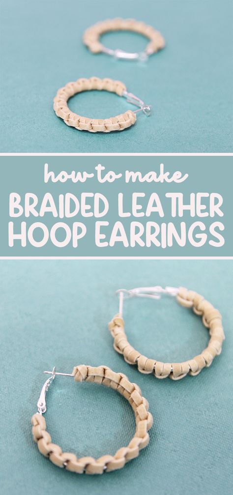 Earrings With Leather Cord, Leather Braided Earrings, Leather Lace Jewelry Diy, Leather Cord Earrings Diy, Things To Make With Leather Scraps Ideas, Diy Leather Earrings Tutorials, Braided Leather Earrings Diy, Beaded Leather Earrings, Making Leather Earrings