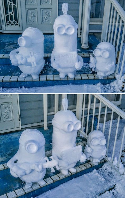 Minions Snow Building Ideas, Snowman Building, The Snowman Movie, At At Walker, Make A Snowman, Snow Sculptures, Snow Fun, Diy Snowman, Big Balls