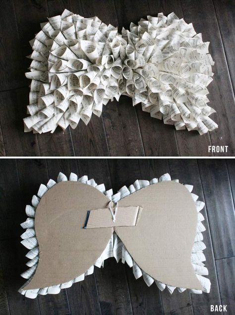 craft night: book page angel wings | Jones Design Company Jones Design Company, Diy Angel Wings, Diy Angels, Diy Wings, Book Page Crafts, Angel Crafts, Kraf Diy, Craft Night, Handmade Lace