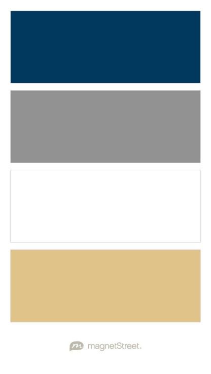 Navy, Custom Gray, White, and Gold Wedding Color Palette - custom color palette created at MagnetStreet.com Nautical Color Scheme, Grey Boys Rooms, Bathroom Colors Gray, Nursery Color Palette, Mint Bathroom, Navy Nursery Boy, Boy Nursery Colors, Yellow Wedding Colors, Nursery Color