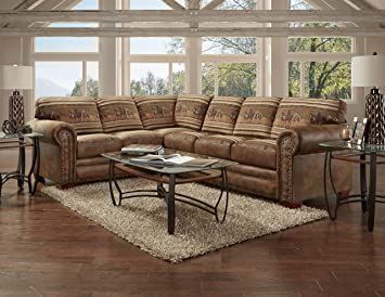 American Furniture Classics Model Wild Horses Two Piece Sofa sectional Pinto Brown Rustic Western Living Room, Rustic Couch, Western Living Room, 2 Piece Sectional Sofa, Sectional Sofa With Chaise, Western Furniture, Western Homes, Shop Furniture, American Furniture